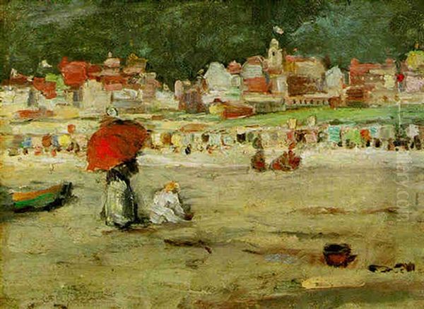 On The Beach Oil Painting by Chauncey Foster Ryder