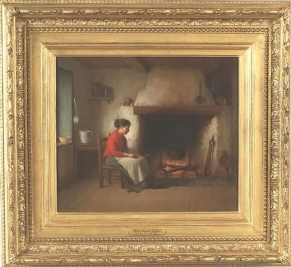 Lady Beside Hearth Oil Painting by Platt Powell Ryder