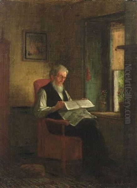 The Daily News Oil Painting by Platt Powell Ryder