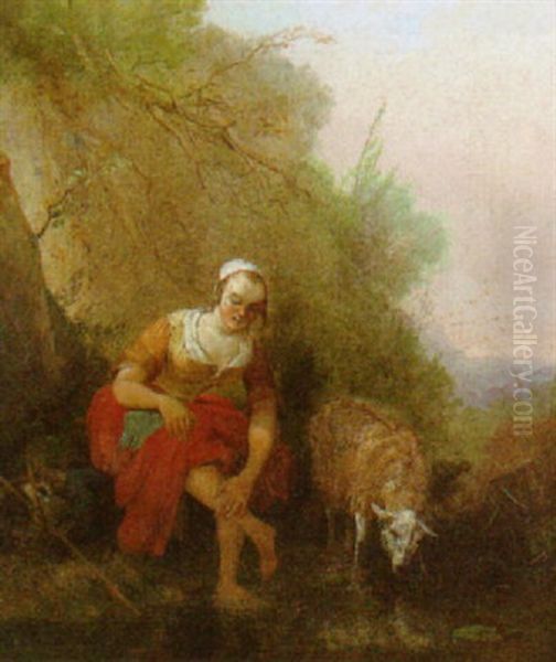 Shepherdess Oil Painting by James de Ryk