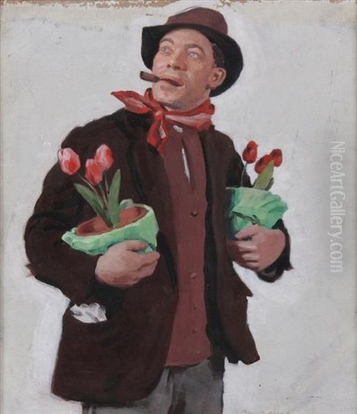 Hobo With Tulips by Robert Knight Ryland