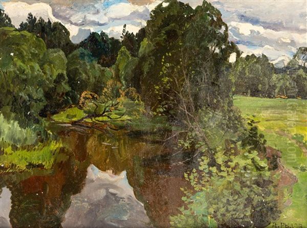 Lakeview Oil Painting by Arkady Rylov