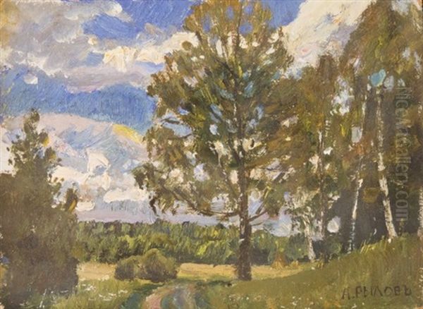 Summer Landscape Oil Painting by Arkady Rylov