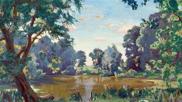 Landschaft Mit Teich Oil Painting by Arkady Rylov