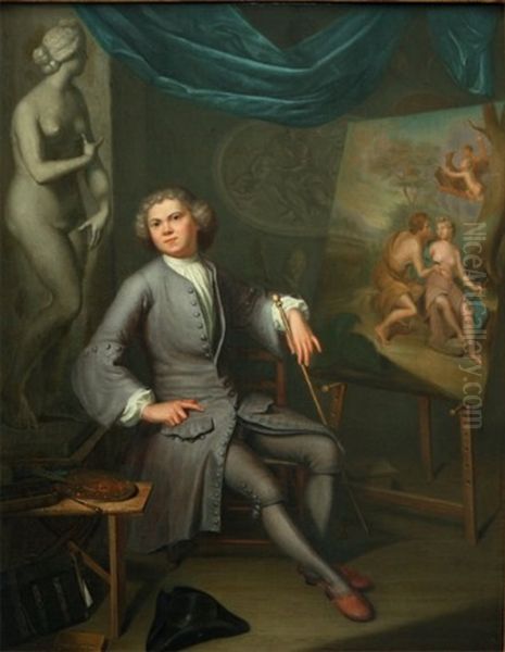 Portrait D'artiste Dans Son Atelier Oil Painting by Nicolaes Rynenburg