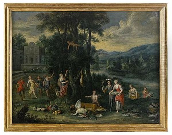 Allegori Over Jakt Och Fiske Oil Painting by Peter (Pieter Andreas) Rysbrack