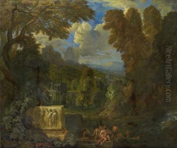 Baigneurs Dans Un Paysage Oil Painting by Peter (Pieter Andreas) Rysbrack