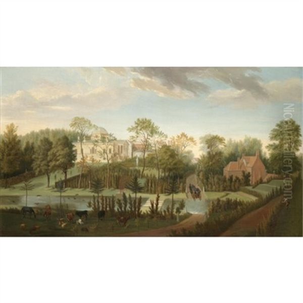 A View Of Chiswick House From The South-west Seen Across The Cascade And Canal Oil Painting by Peter (Pieter Andreas) Rysbrack