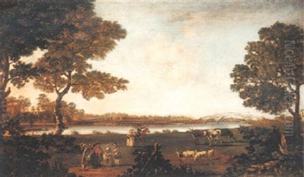 View Of The Thames At Twickenham Oil Painting by Peter (Pieter Andreas) Rysbrack