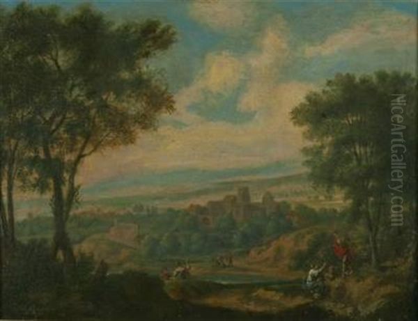 Blick Auf Eine Stadt In Der Nachmittagssonne Oil Painting by Pieter Rysbraeck