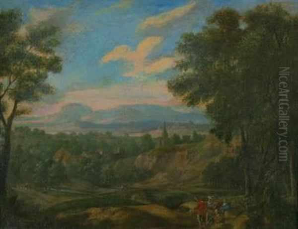 Blick Auf Eine Stadt Bei Abendstimmung Oil Painting by Pieter Rysbraeck