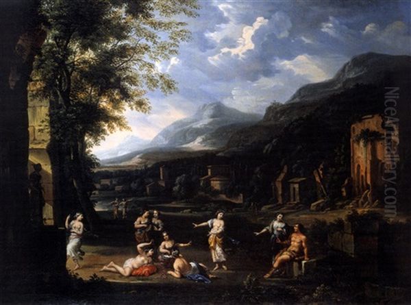 Heroische Landschaft Mit Herkules Im Garten Der Hesperiden Oil Painting by Pieter Rysbraeck