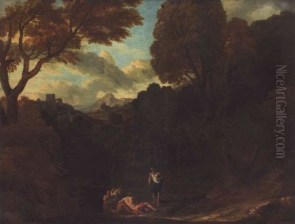 Italianate Landscape With A Classical Scene Oil Painting by Pieter Rysbraeck