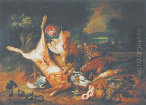 Jagdstilleben Mit Federvieh Und Hase Oil Painting by Pieter Rysbraeck