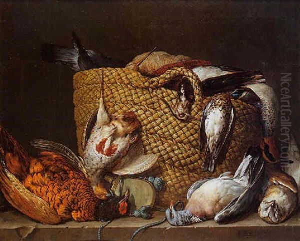 Nature Morte A La Sarcelle, Pigeon Ramier, Perdreau Gris, Becasse, Grive Et Faisan Oil Painting by Pieter Rysbraeck