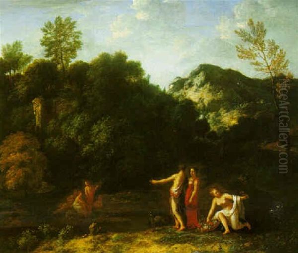 Classical Landscape With Figures Oil Painting by Pieter Rysbraeck