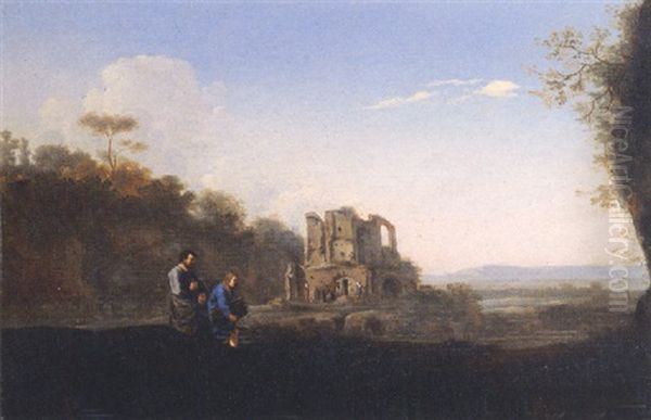 Abraham And Isaac In An Italianate Landscape Oil Painting by Warnard van Rysen