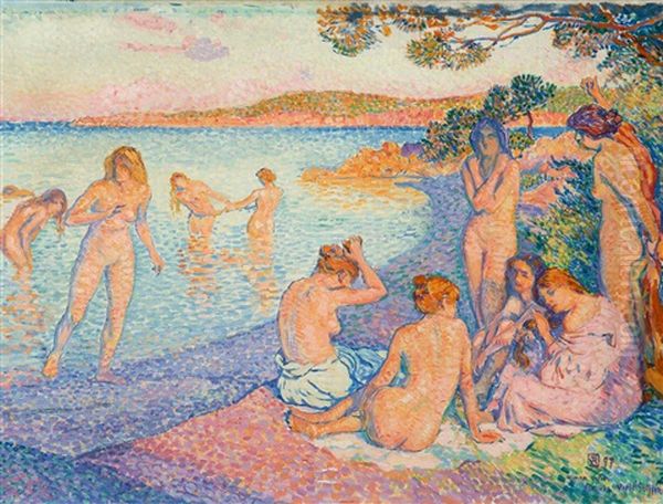 L'heure Embrasee (the Glowing Hour) Oil Painting by Theo van Rysselberghe