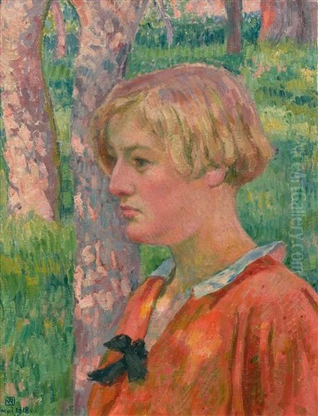 Portrait De Monique Schlumberger Oil Painting by Theo van Rysselberghe