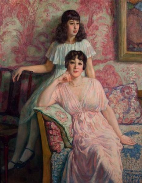 Portrait De Madame Bobin Avec Pierette, 1919 Oil Painting by Theo van Rysselberghe