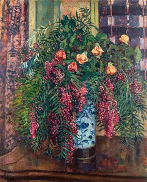 Faux-poivriers Et Abutilon Oil Painting by Theo van Rysselberghe