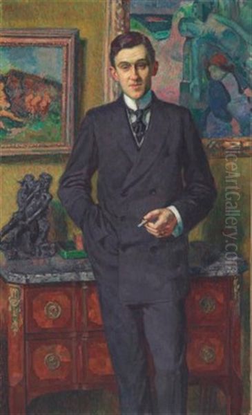 Portrait De Jean Keller Oil Painting by Theo van Rysselberghe