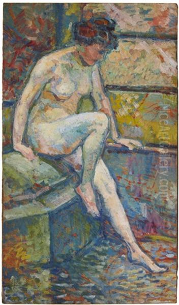 Baigneuse Assise Oil Painting by Theo van Rysselberghe