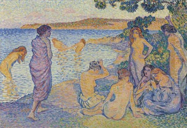 L'heure Embrasee, Etude Oil Painting by Theo van Rysselberghe