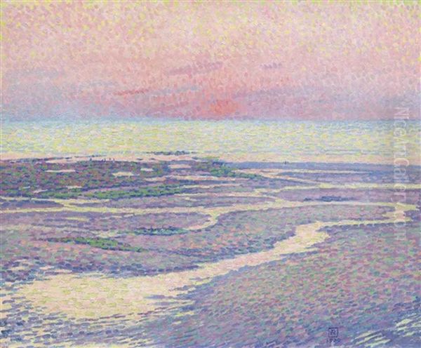 Plage A Maree Basse, Soir Oil Painting by Theo van Rysselberghe