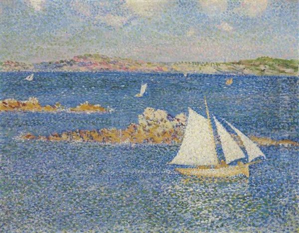 Pres Des Rocs De Per-kiridec A Roscoff Oil Painting by Theo van Rysselberghe