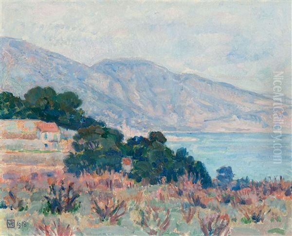 La Baie De Menton Oil Painting by Theo van Rysselberghe