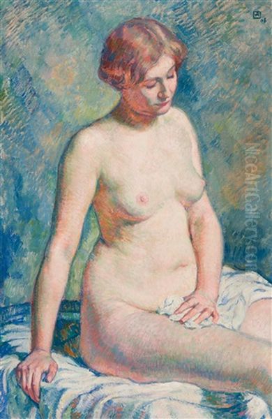 Femme Nue Assise Oil Painting by Theo van Rysselberghe