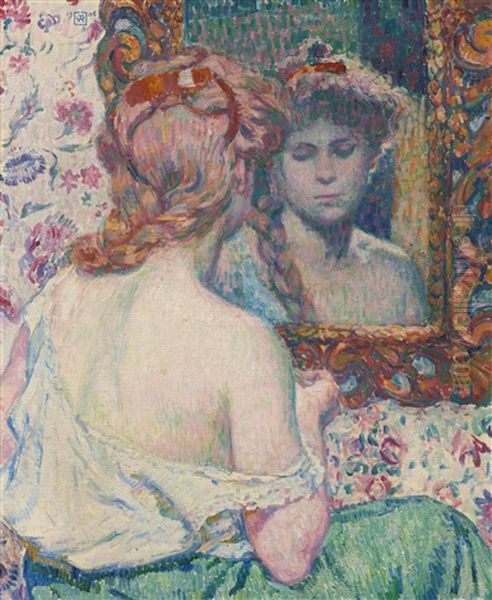 Femme Au Miroir Oil Painting by Theo van Rysselberghe