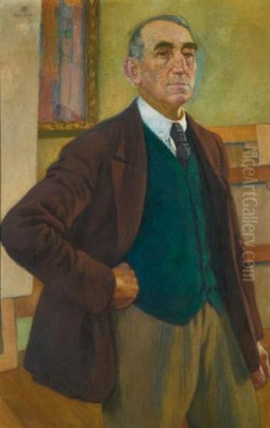 Autoportrait Au Gilet Vert Oil Painting by Theo van Rysselberghe