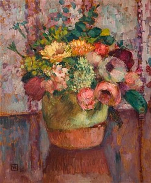 Bouquet Oil Painting by Theo van Rysselberghe