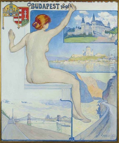 Budapest (poster Sketch For La Compagnie Des Wagons-lits) Oil Painting by Theo van Rysselberghe