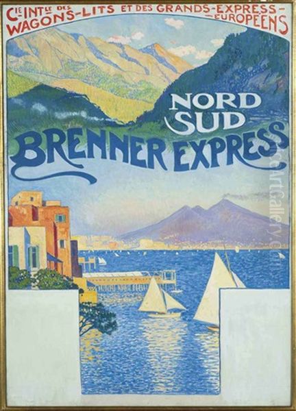 Nord-sud Brenner Express (poster Design For La Compagnie Des Wagons-lits) Oil Painting by Theo van Rysselberghe