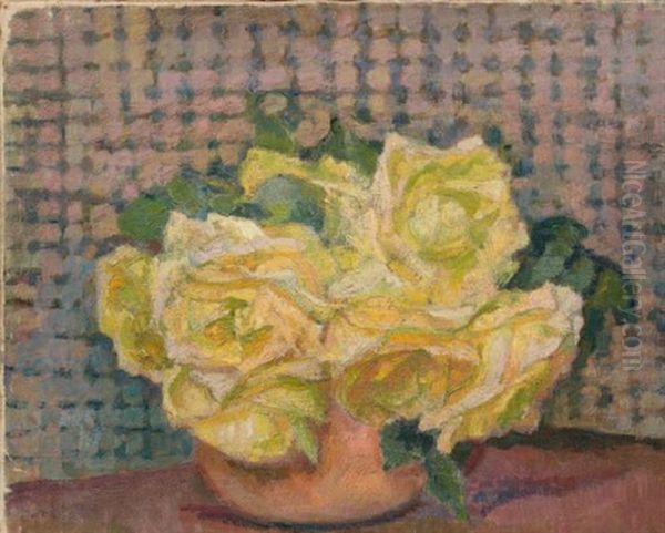 Vase De Roses Oil Painting by Theo van Rysselberghe