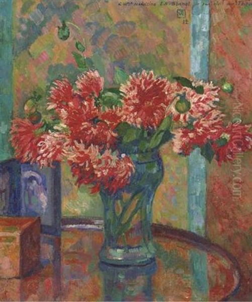 Dahlias Oil Painting by Theo van Rysselberghe