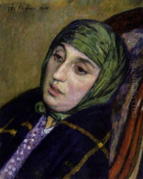 Portrait D'elisabeth Van Rysselberghe Se Reposant Oil Painting by Theo van Rysselberghe