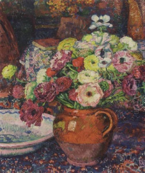 Anemones Oil Painting by Theo van Rysselberghe