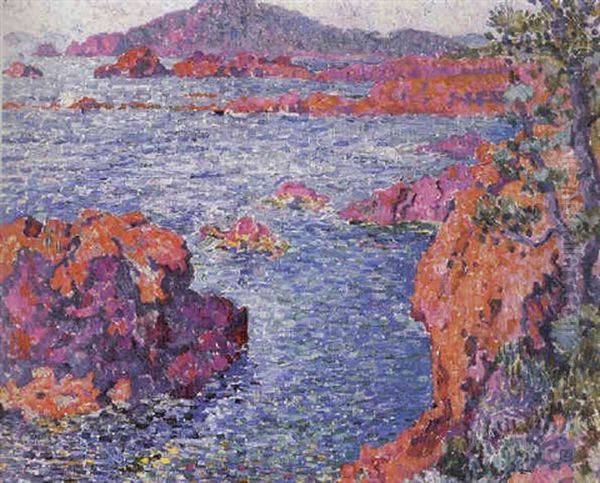 Rochers A Antheor Oil Painting by Theo van Rysselberghe