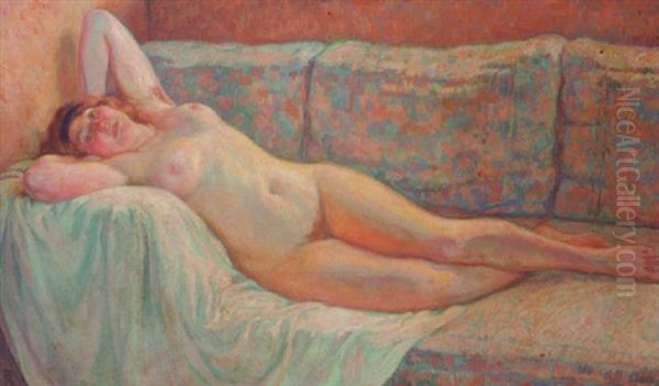 Femme Etendue Oil Painting by Theo van Rysselberghe