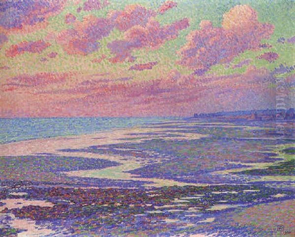 La Plage D'ambleteuse A Maree Basse Oil Painting by Theo van Rysselberghe