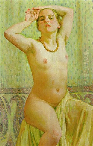 Paquita With Necklace Oil Painting by Theo van Rysselberghe