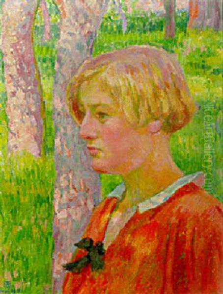 Jeune Femme En Profile Oil Painting by Theo van Rysselberghe