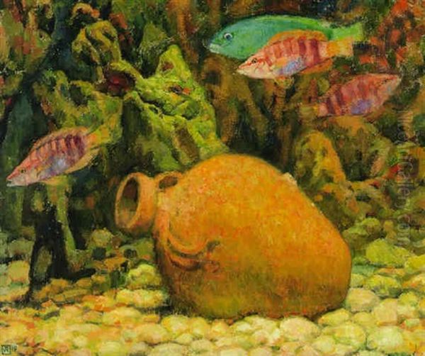 Vitrine D'aquarium Oil Painting by Theo van Rysselberghe