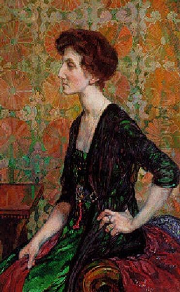 Portrait De Femme Oil Painting by Theo van Rysselberghe