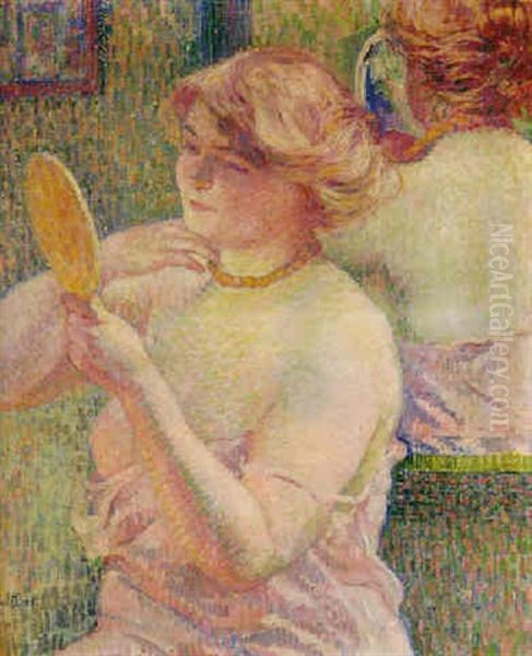 Het Toilet - La Femme Devant La Glace Oil Painting by Theo van Rysselberghe