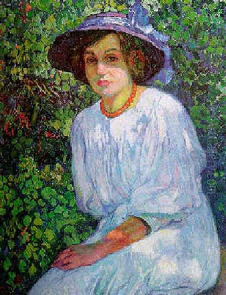 Jeune Fille Au Buisson Oil Painting by Theo van Rysselberghe